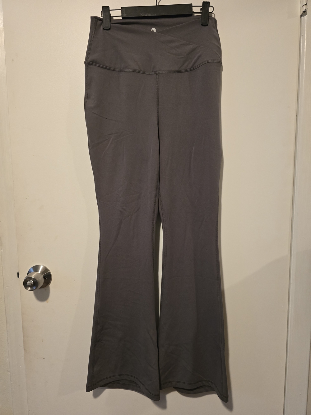90 Degree By Reflex Gray Flare Crossover Waist Yoga Pants
